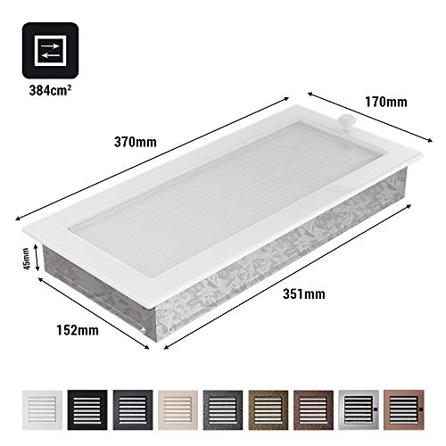 Kratki Ventilation Grille Fireplace Grille 17 cm x 37 cm Black with Blinds, 17 x 37 cm - Image 3
