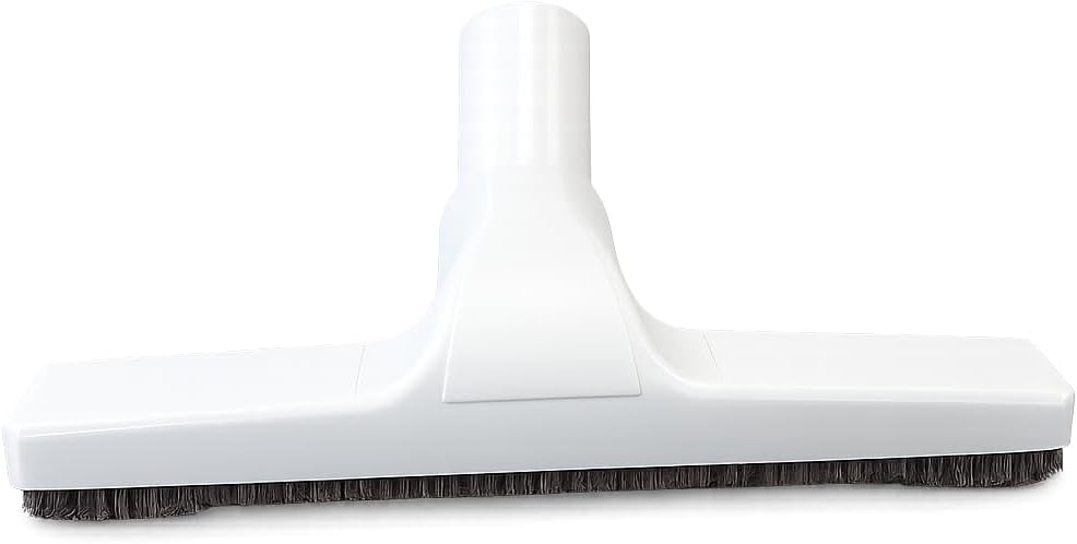 Plastic Floor Brush with Horse Hair Bristles Tool Attachment Fits 1.25 Inch Vacuum Cleaner Wands, 10 Inch Wide Cleaning Path, White.