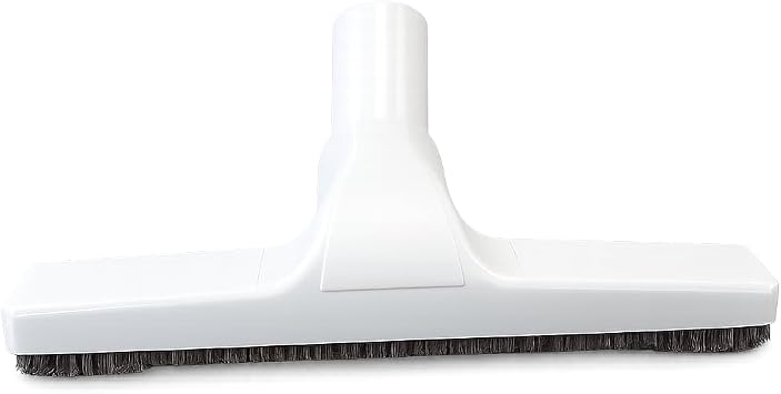 Plastic Floor Brush with Horse Hair Bristles Tool Attachment Fits 1.25 Inch Vacuum Cleaner Wands, 10 Inch Wide Cleaning Path, White.