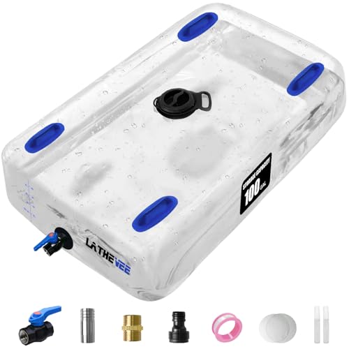 LATHEVEE Water Storage Bladder, 100 Gallon Portable Water Tank, Collapsible Water Storage Containers with Spigot, Large Capacity Water Bag for Emergency Water Storage, Garden, Camping - Transparent