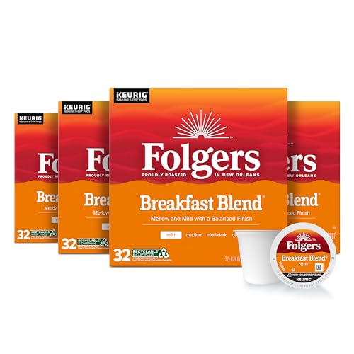 Image of Folgers K Cups Folgers Breakfast Blend Mild Roast Coffee, 128 Keurig K-Cup Pods