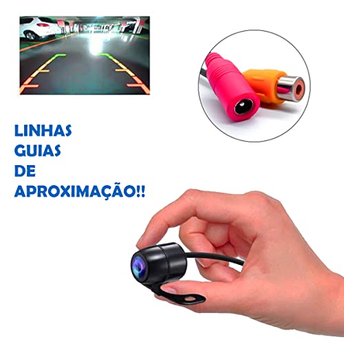 Câmera De Ré Colorida Automotiva Parachoque Infravermelho Visão Noturna Borboleta 2x1 LED Estacionam
