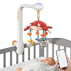 TUMAMA Culla Mobile Set Luce Musicale Animali Morbidi Appesi Sonaglio Giocattoli Muto Spin Motore Asilo Nido Macchina per Dormire per Neonato 0 3 6 9 Mesi Neonato Regali per Bambini