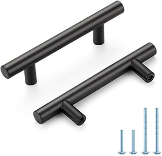 Black Cabinet Handles 3 Inch Hole Spacing Stainless Steel Drawer Pulls for Cabinets, Dresser,