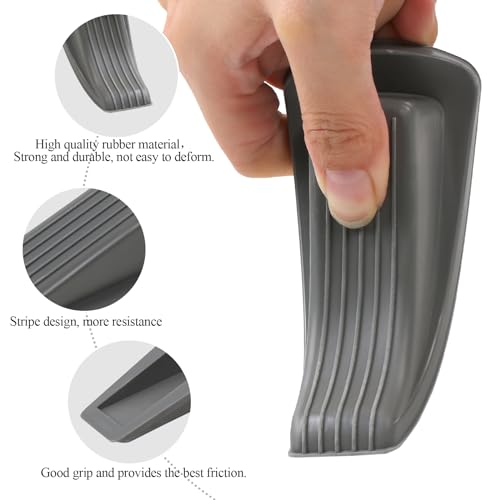 Image of 4 Pack Door Stoppers for Bottom of Door, Gray 4.8x2.2x1.3in Door Stops, Rubber Door Stopper Wedge, Sturdy Stackable Door Stops for Floor