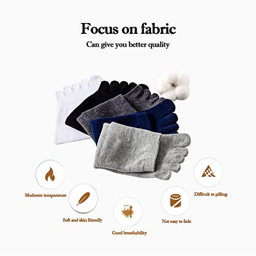 Men Toe socks Running Five Finger Socks Low Cut Athletic Sport Running Cotton Socks - 5 Pairs Size 7-114