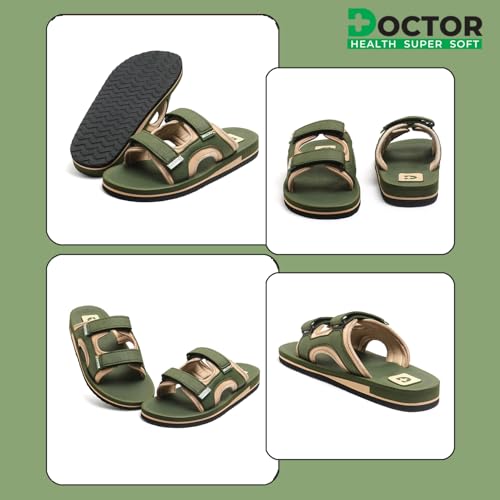Image of DOCTOR HEALTH SUPER SOFT Stylish Cushioned Slipper for Men | Breathable | Skid Resistant | Adjustable Strap Men's Casual Slippers - Stylish, Comfortable, and Anti-Slip Footwear for Everyday Use