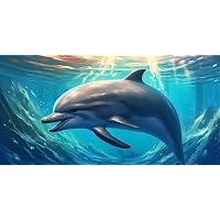 Diamond Painting Delfino 35x50cm - Kit Completo Fai Da Te Con Perline Tonde, Per Adulti E Bambini - 2