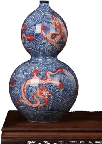 ROPCVAX Chinese Ceramic Dragon Vases, Blue and White Flower Vase