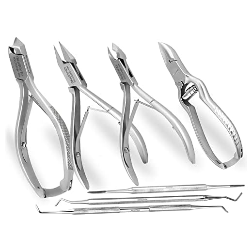 Nagelzange Fußpflege-Instrumente Set 7-teilig Nagelzangen für starke Nägel Hautzange Eckenheber Eckenfeile für Maniküre und Pediküre als Set-Angebot