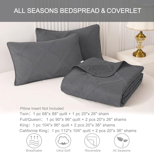 Exclusivo Mezcla 3-Piece Soft Quilts Queen Size Bedding Set, Grey by Exclusivo Mezcla - Used condition - Image 6