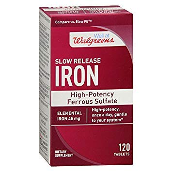 BroWood Suplemento de Ferro de Liberação Lenta, Sulfato Ferroso 45 mg, 120 comprimidos