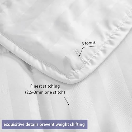Image of yescool Weighted Blanket for Adults (20 lbs, 60 inch x 80 inch, Snowy Stripes) Heavy Blanket for Sleeping Perfect for 190-210 lbs, Queen Size Breathable Blanket with Premium Glass Bead, Machine Washable
