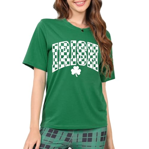 color cosplayer St Patrick's Day Shirts for Women Lucky Irish Shamrock Short Sleeve Tops Clover Shamrock T-Shirt St Patty's Shirt