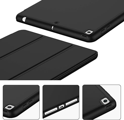 Image of TGK Smart Flexible with Pencil Holder Trifold Back Flip Stand Case Cover for iPad 9th Gen 10.2 inch Black