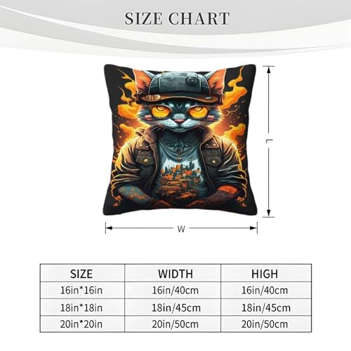 QBIREX Cyberpunk Fire Cat Throw Pillow for Wedding Luxury Standard Pillow Case 2 Pack 40x40cm - Image 5