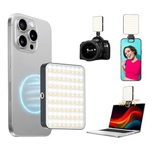 Magnetic Selfie Light for Cell Phone, gliship 128 Led Selfie Light Compatible with Magsafe Rechargeable Portable Clip Fill Light with 3 Lights Modes for Phone Camera Laptop Camera
