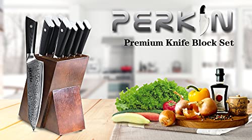 Foto von Perkin Damastmesser Küchenmesser Set Damaszener Klinge Scharfes Messer Damaststahl Profi Kochmesser Chefmesser
