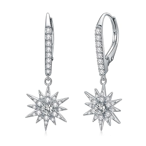 Pendientes de plata de ley 925 y circonio con diseño de estrella VONALA