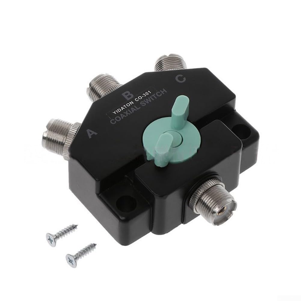 CX310 CO-301 - Commutatore coassiale per antenna a 3 vie DC-800MHz in lega di zinco a bassa perdita ad alto isolamento per sistemi a banda larga a onde corte ripetitori mobili, 84 x 95 mm, nero