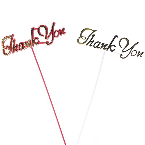 Factory Direct Craft Group of 12 Floral Embellishing Acrylic Thank You Script Picks for Inserting in Real and Artificial Floral Arrangements