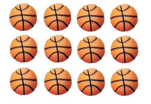 Oasis Supply Edible Fun Shapes Hand-Painted Sugar Cake & Cupcake Toppers Sports/Athletics Party Decorations (Basketball, 24)