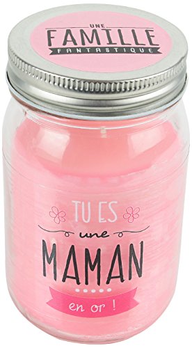 DITES LE AVEC DES MOTS MO0156 Bougie Mason Jar Cire/Verre Rose 7,80 x 7,80 x 13,20 cm Cover