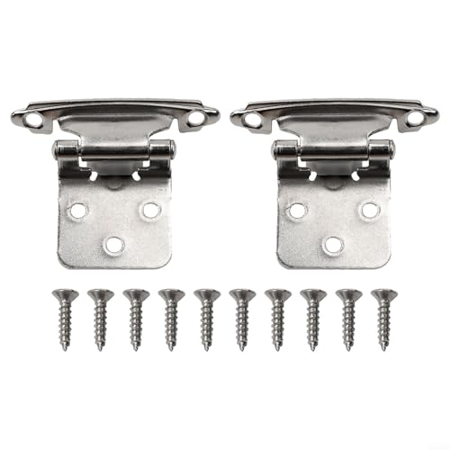 Niceminiwall Confezione da 2 cerniere per armadietti da cucina, con chiusura ammortizzata, montaggio a faccia variabile, struttura in ferro con viti in acciaio e paraurti per porte, adatte (argento)