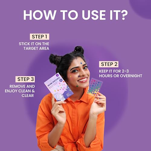 Image of Hydrocolloid Acne Pimple Patch with Tea Tree Oil & Calendula | Fast Healing | Absorbs Pus & Oil | Waterproof & Skin-Friendly Pimple Patches | Multi Color Star Shape - 36 Patches.