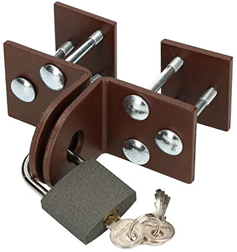 KOTARBAU® Portacandados 50 mm, Cerrojo de acero para candado, Marrón, Puerta de doble hoja, Protección contra robo, Herraje para puerta, Candado con 3 llaves incluido, Cierre puertas