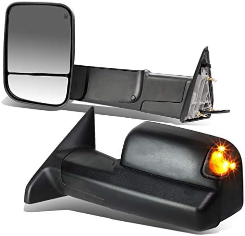 DNA Motoring TWM-013-T888-BK-SM Pair of Black Powered Heated Towing Side Mirrors w/ Turn Signal and Puddle Light Compatible With 09-16 Ram 1500 / 10-16 Ram 2500 3500 4500 5500