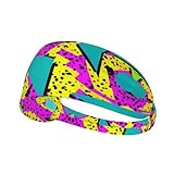 Boys Girls 80S 90S Fashion Style Geometric Colorful Art Sports Sweatband Multifunction Lovely Head Ribbon Headdress for Sports Workout Shower
