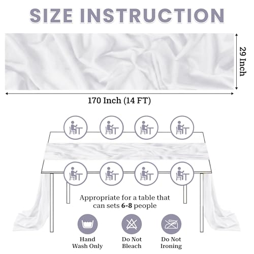 MDS® Pack of 10, 14ft Chiffon Table Runner 29 x 170 Inches, Sheer Wedding Runner Romantic Rustic Table Runner for Wedding Decoration, Birthday Party, Bridal Shower, Party Arch Décor - White by MDS - Used condition - Image 2
