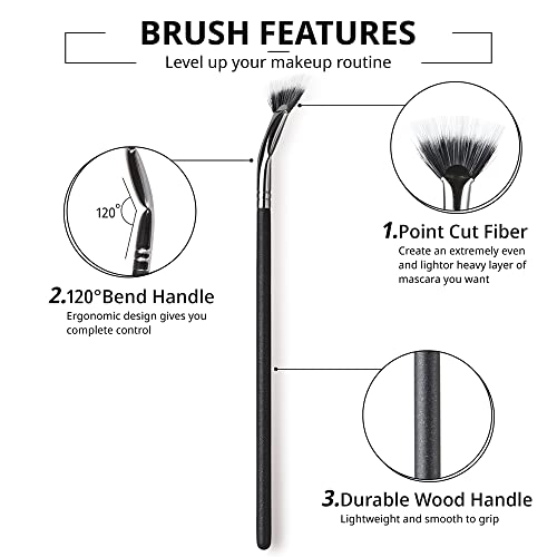 Gootrades 2 Pcs Mascara Fan Brush, Lash Wand Brush Fan For Natural Lifted Effects And Enhance Lower Lashes,Synthetic Fibre Smooth Application No Smearing Clumping, Easy To Use Mascara On Lash Line #TOP2