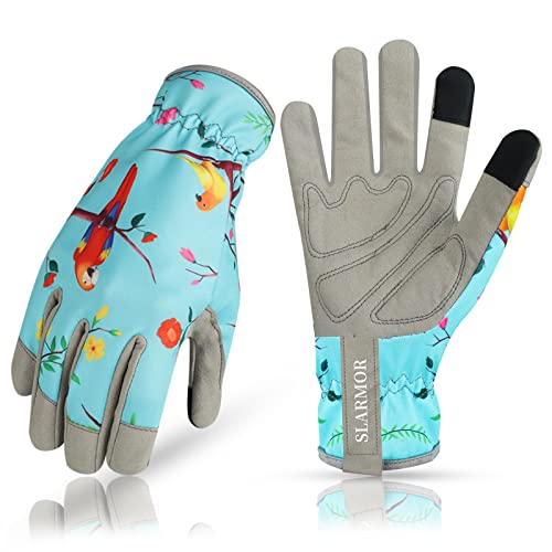 Gants Jardinage Femme,Jardinage Rose Gants avec Écran Tactile,Jardinage Gants De Travail Cuir Microfibre pour Femme,Gants Anti Coupure,Gants de Jardinage Respirant pour le Jardinage,Plantes,Fleurs Cover