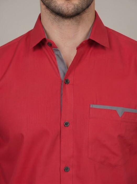 Image of Diverse Men's Cotton Blend Shirt with Pocket Design Spread Collar Full Sleeves Regular Fit and Standard Length | Comfortable Cotton Casual Shirt for Man