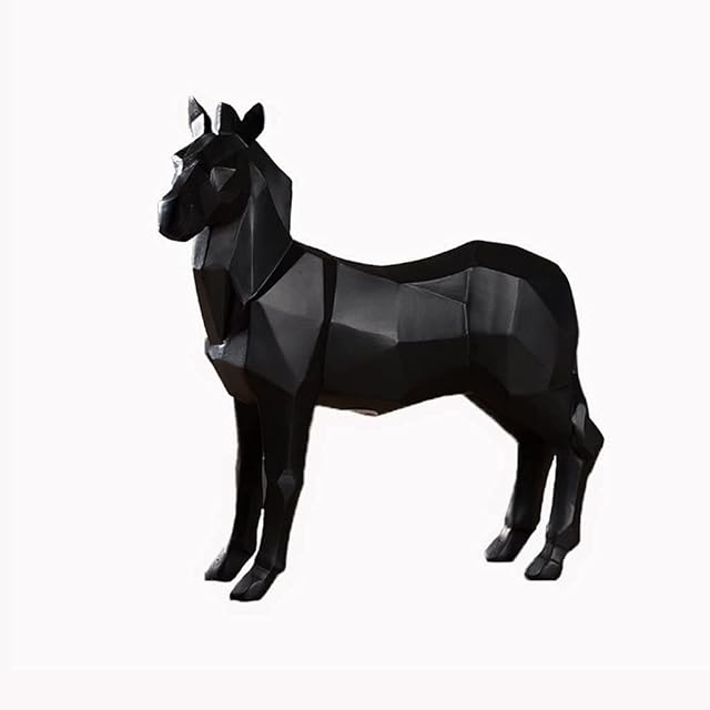 HANDIYA Sculpture Crafts Horse Sculpture Animals Resin Statues TV Cabinet Desktop Decoration Office Club Window Crafts (Color : Black)