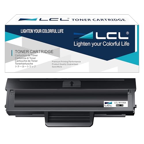 LCL 106A Negro Cartucho de Tóner Reemplazo para HP 106A 106 W1106A Compatible para HP Laser MFP 137fnw 137fwg 135a 135r 135w 135wg 107a 107r 107w Printers (1 Pack)