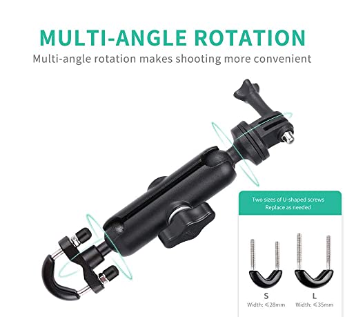Image of ADOFYS 2022 Version Action Camera Mount (Handlebar only) Aluminium Alloy Universal Mount with Two 360 rotational Angle 1 /4 Metal Stand for All Action Cameras