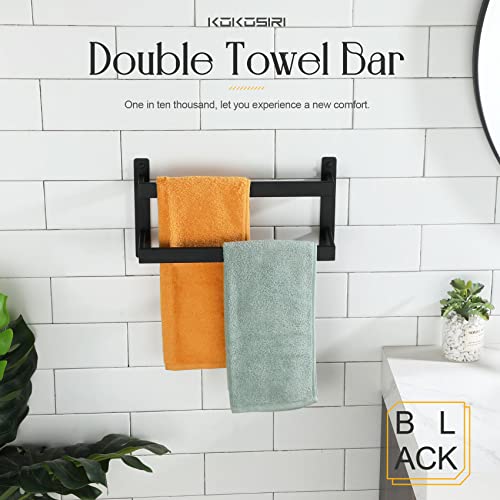 KOKOSIRI-Towel-Bars-Black-Bath-Towel-Holders-16-Inches-Bathroom-2-Tiers-Ladder-Towel-Rails-Wall-Mounted-Towels-Shelves-Rack-Stainless-Steel-B5008BK-L16