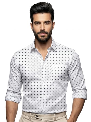 Image of Amazon Brand - INKAST Men's Printed Cotton Shirt | Full Sleeve | Regular Fit | Comfortable Formal Stylish Shirt for Men | Man Shirts for Professional Look