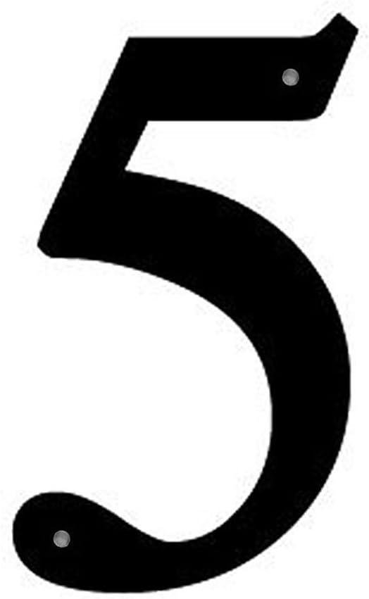Iron Address House Number 5 Small 6" - Black Metal