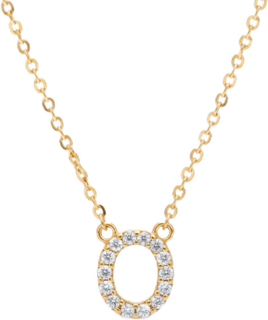 OAK & LUNA - 14K Solid Gold A-Z Initial Necklace with Diamonds – Dainty Diamond Letter Necklace – Custom Fine Jewelry Gift for Women