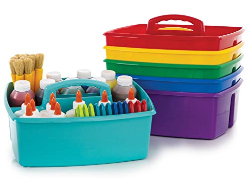 Storex 2-Compartment Large Craft Caddy – Multipurpose Classroom Organizer with Handle, Assorted Colors, 6-Pack (00948A06C) by Storex - Used condition - US$21.31