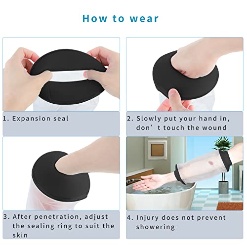 SUPERNIGHT Waterproof Cast Cover for Shower Arm, PICC Line Covers for Upper Arm, Adult Reusable Watertight Wound Bandage Sleeve Protector for Elbow - Thumbnail 2