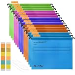 Foolscap Suspension Files, MerryNine 15PCS Polypropylene Filing Cabinet Suspension Files with Tabs and Card Inserts for School Home Work Office Organization **Check Size**(Mixed Color, Foolscap)