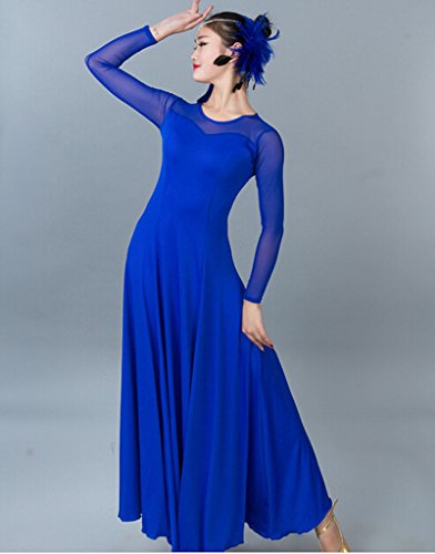 Yc Well Women Modern Waltz Tango Smooth Ballroom Dance Dress Standard Ballroom Dress(Blue,2Xl) #TOP3