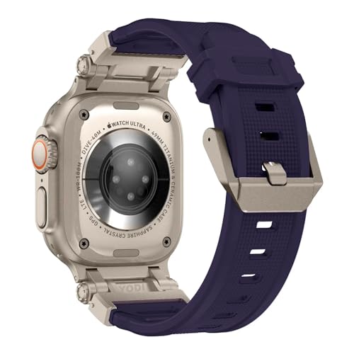 Image of YODI Armor Designed Strap Band Compatible with Apple Watch Ultra 2 Replacement Armour Band With Durable Metal Connector for iWatch Ultra Series 9 /8 /7 /6 /5 /4 /3 /2 /1 SE, 49 /45 /44 /42mm (PURPLE)