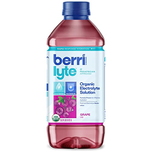 Berri Lyte Plant Based Organic Electrolyte Solution – Pediatric Rehydration Drink – Low Sugar Grape Flavor, 1 L, 6 Ct #TOP1