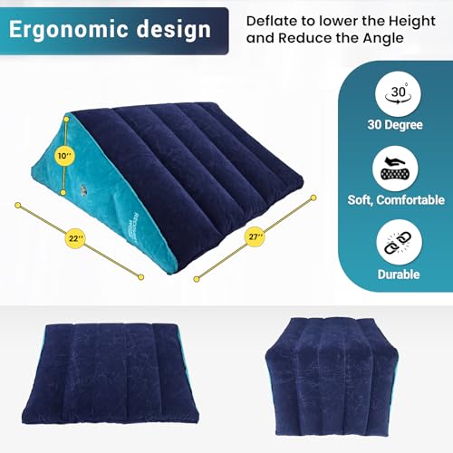 Leg Elevation Pillow by Recovery Wedge, Inflatable Wedge Pillow for Sleeping and Post-Surgical Recovery, Improve Circulation and Reduce Swelling, Speed Injury Recovery. (Medium Triangle)